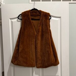 Stella & Dot Brown Faux Fur Vest